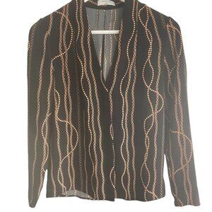 Aritzia Babaton Blouse XXS Black Chain Print Long Sleeve V Neck Top